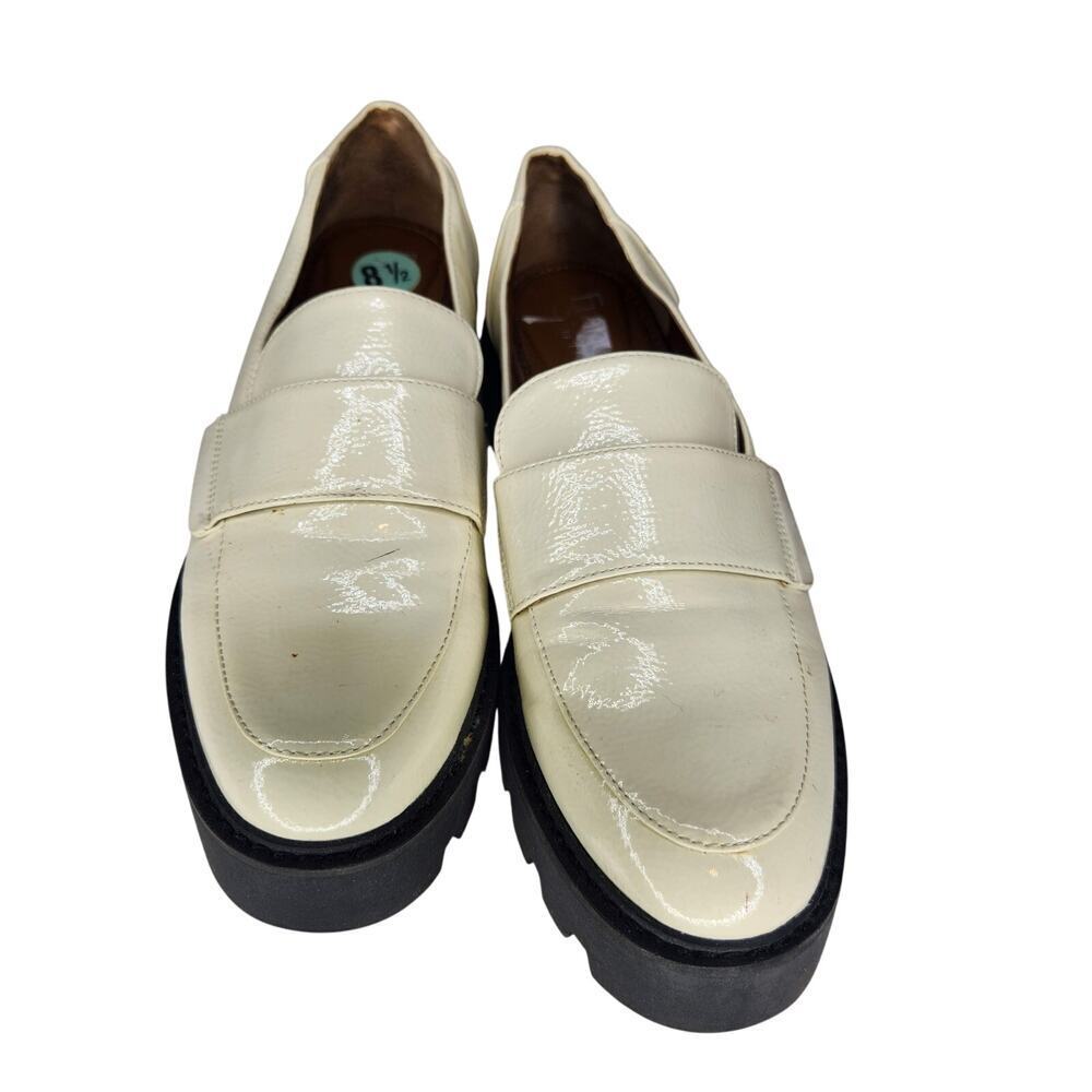 Franco Sarto Brindy Lug Sole Loafers Cream White Vegan Patent Leather - Picture 2 of 6